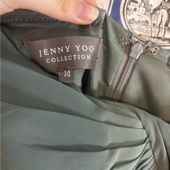 Jenny Yoo Strapless Pleated maxi Dress gown in Sage green size 14 - Picture 4 of 4